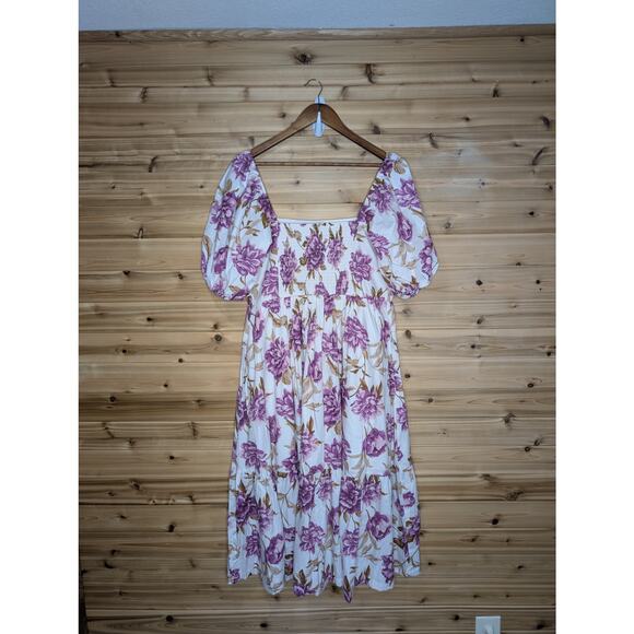 Abercrombie & Fitch Dress Womens Large Purple Emerson Puff Sleeve Midi NWT - Picture 4 of 11